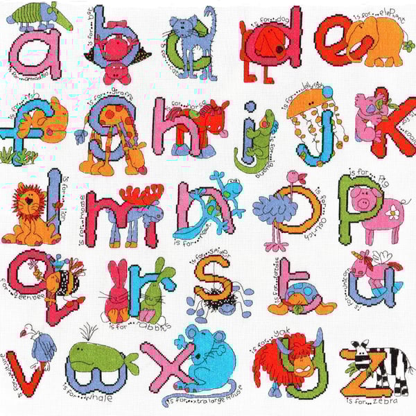 Bang on the door - ABC animals cross stitch kit
