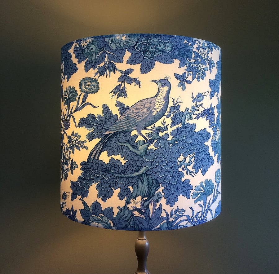 A Beautiful BLUE BIRD  Country House Vintage Fabric Lampshade