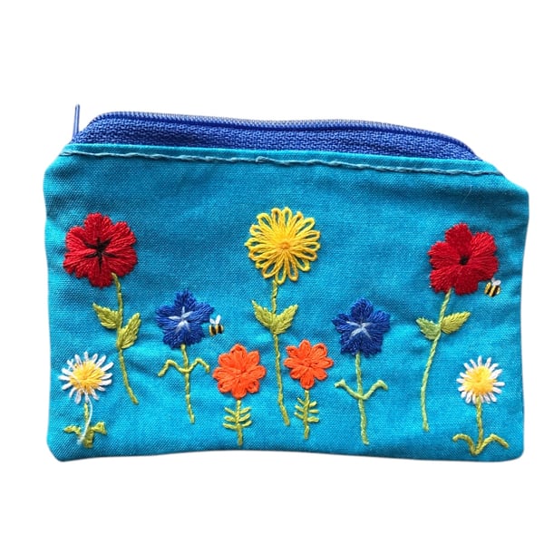 Wildflower embroidery purse