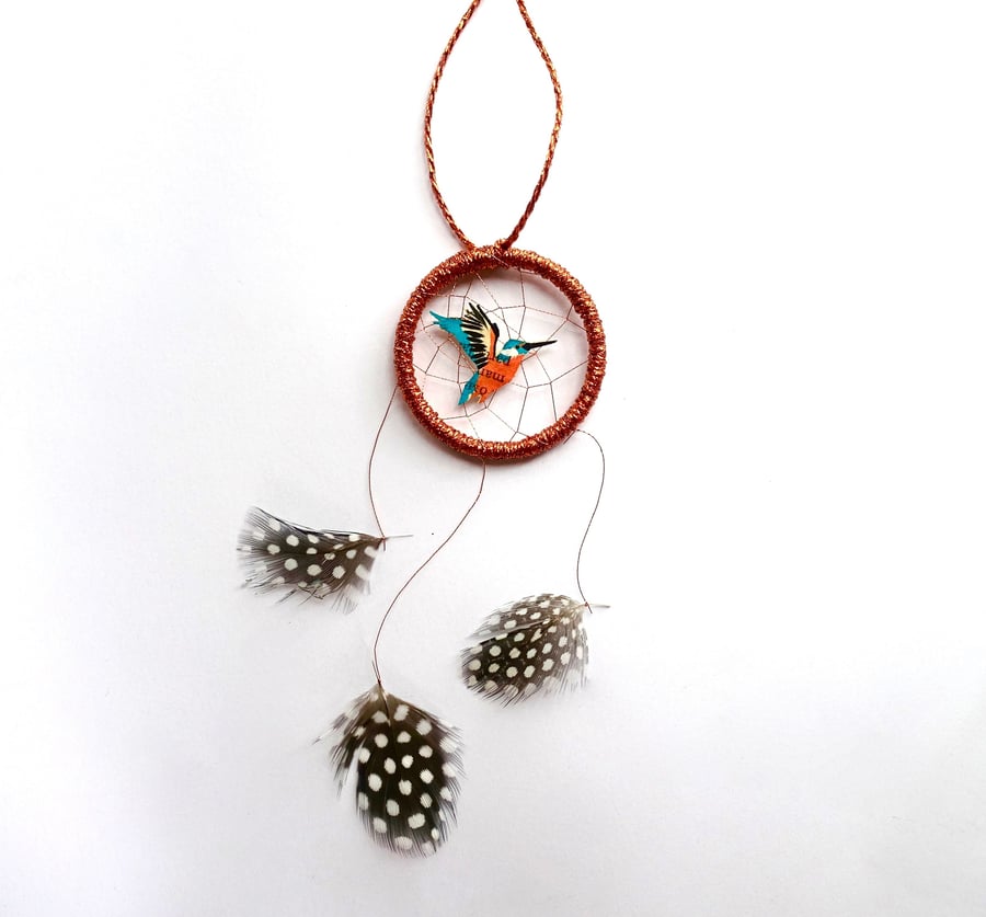 Kingfisher Dreamcatcher, Cutecore Bird Rose Gold Home Accent Wall Hanging Art
