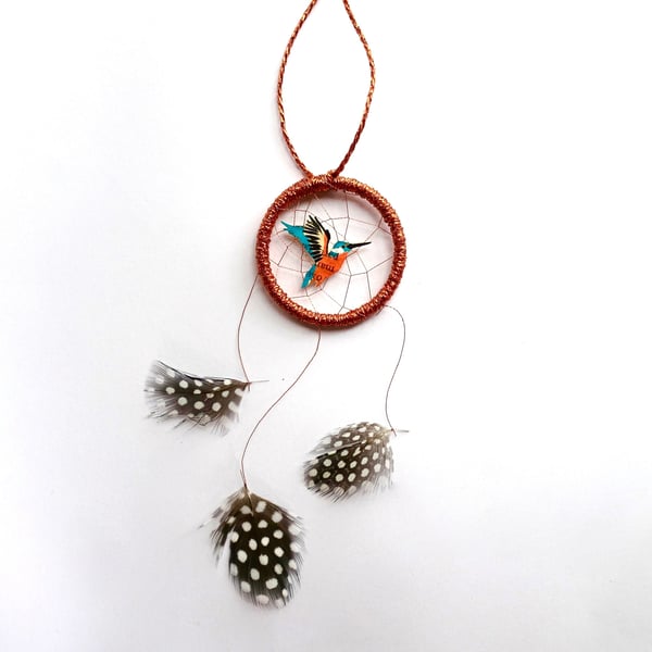 Kingfisher Dreamcatcher, Cutecore Bird Rose Gold Home Accent Wall Hanging Art