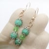 Green Dyed Turquoise and Green Crystal Earrings For Pierced Ears