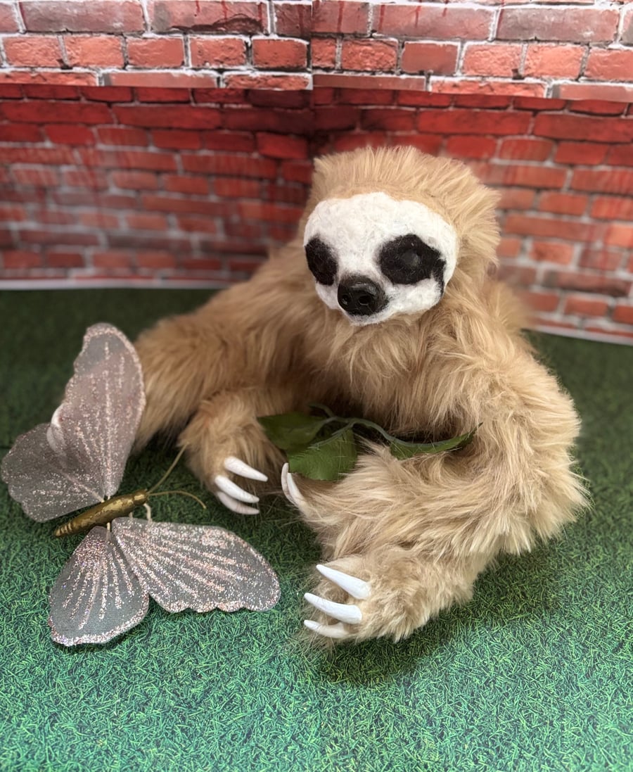 Ooak fully Poseable sloth art doll. 