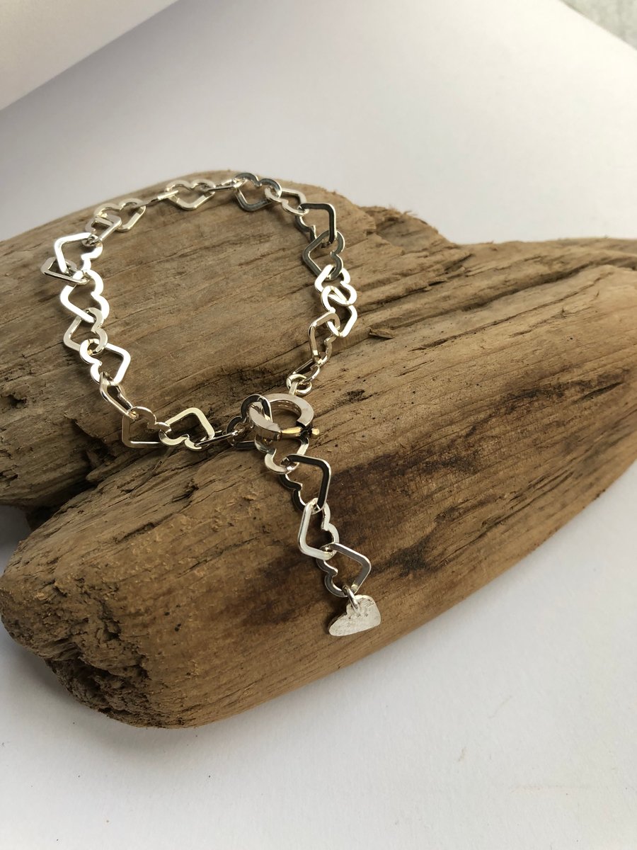 Silver Heart chain bracelet with heart charm