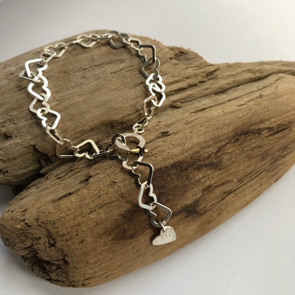 Silver Heart chain bracelet with heart charm