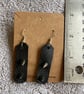 Pair Black Leather Earrings with .75 inch length Silver Spikes - Image 4