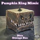 Pumpkin King Mimic Wooden Dice Box: Red Velvet Interior, Brass Feet