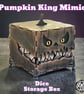 Pumpkin King Mimic Wooden Dice Box: Red Velvet Interior, Brass Feet