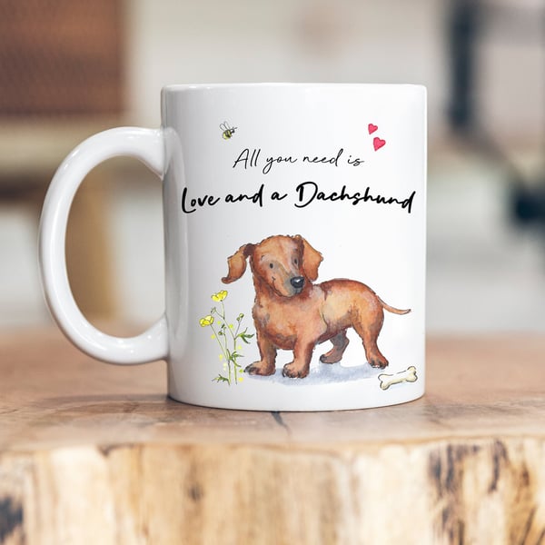 Love and a Dachshund Red Ceramic Mug