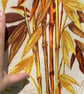 Oriental Bamboo Yellow Orange 50s 60s Barkcloth vintage fabric Lampshade  - Image 2