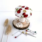 Mushroom Pin Cushion with Stawberries Pattern