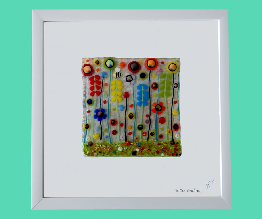 Handmade Fused Glass 'Meadow' Picture