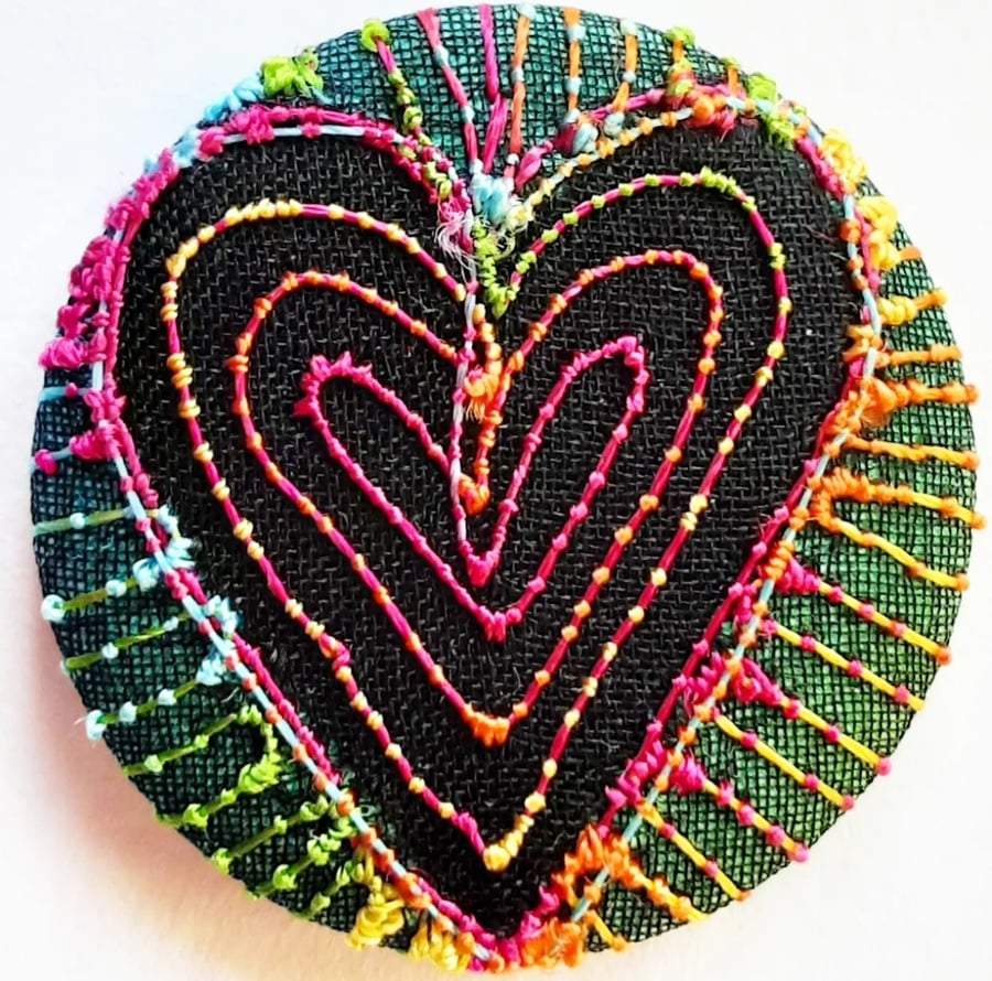 Buttons 1 inch button Hand Dyed Silks and Cottons Free Machine Embroidery Button