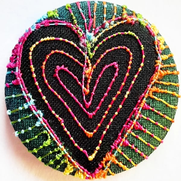 Buttons 1 inch button Hand Dyed Silks and Cottons Free Machine Embroidery Button