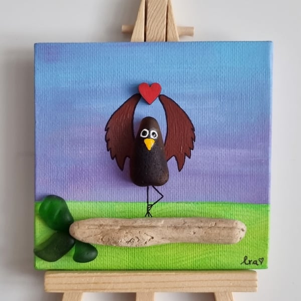 Seaglass and driftwood yoga bird TREE POSE Folksy