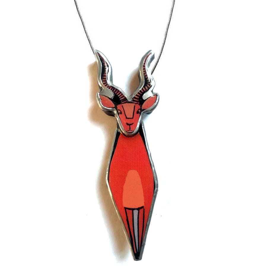 Wonderful Retro Gazelle Necklace  in Dark Orange or blue by EllyMental