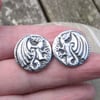 Handmade Silver Pewter Cufflinks, Dragon Design