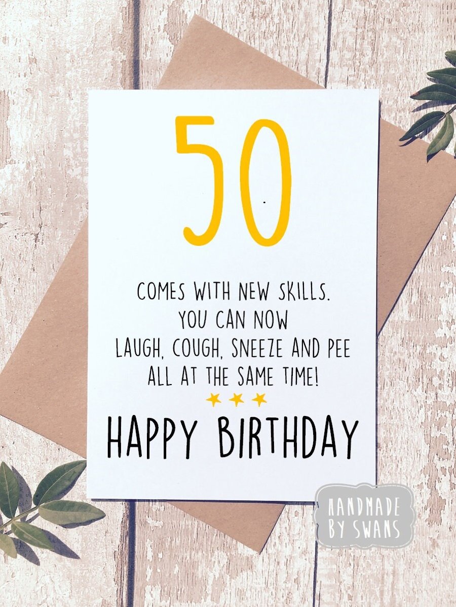 Funny 50th birthday, 50x fiftieth birthday card, special age, milestone birthday