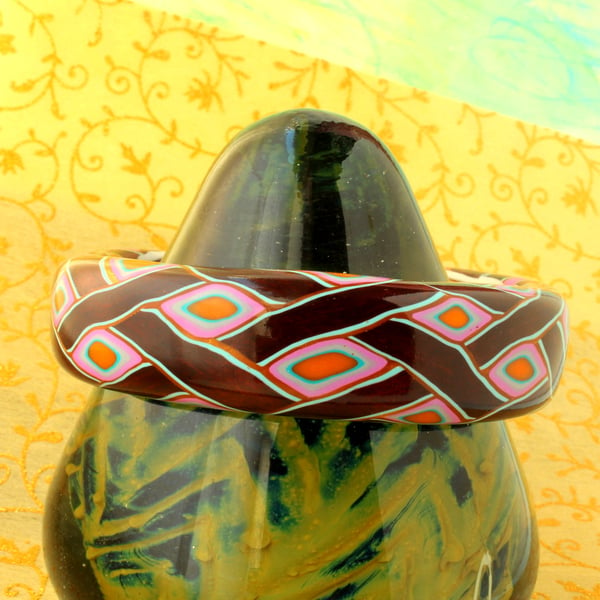 Designer Bangle - Celtic Style Interweave Pattern - Handmade Polymer Clay Bangle