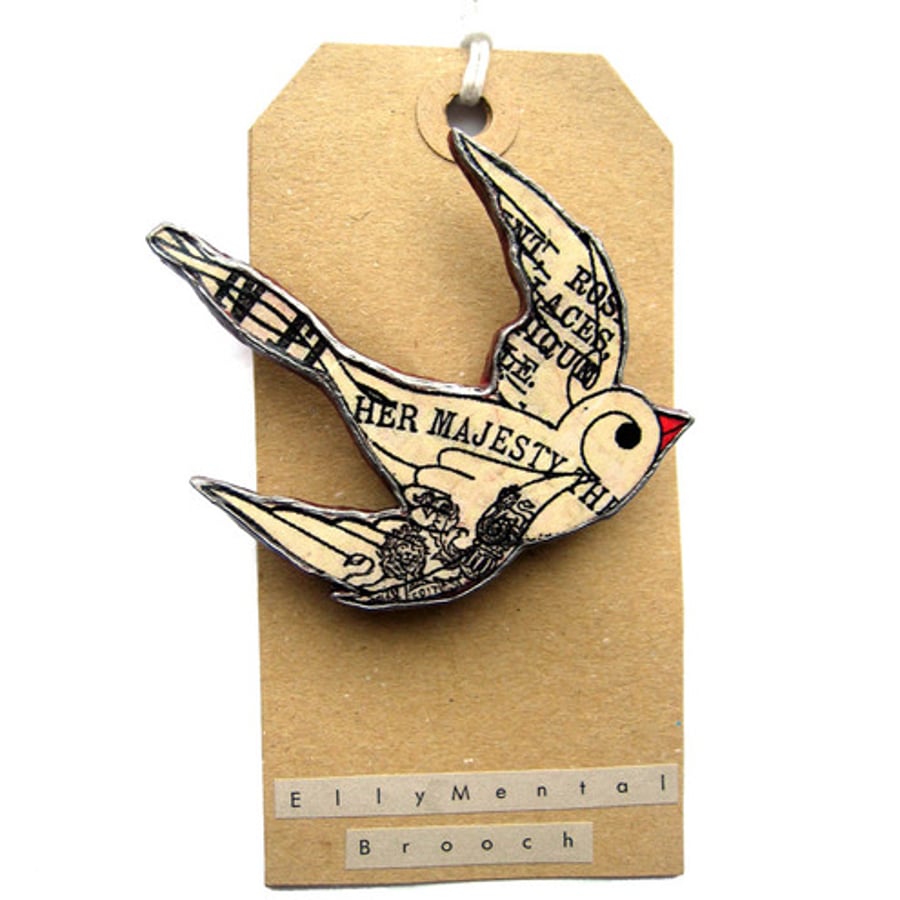 Swallow Brooch by EllyMental jewellery
