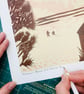 Wells-Next-The-Sea Lino Print, Beach Print, Hand Printed, Evening Colours, handp - Image 5