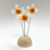 Fused Glass Happy Hippy Flowers (White) - Handmade Fused Glass Sculpture