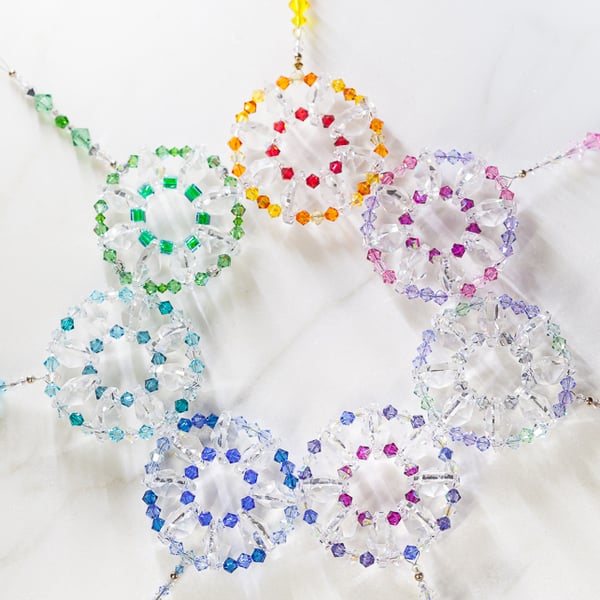 Sun catcher beautiful sparkly Swarovski Sun Catcher hanging decoration in Greens