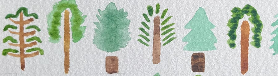 Original Hand-Painted Christmas Tree Card