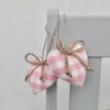 Heart shape small size decorations in Laura Ashley pink and white gingham