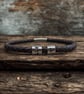 Men's Personalised Leather Bracelet with Two Hand Stamped Rings - Free Delivery - Image 4