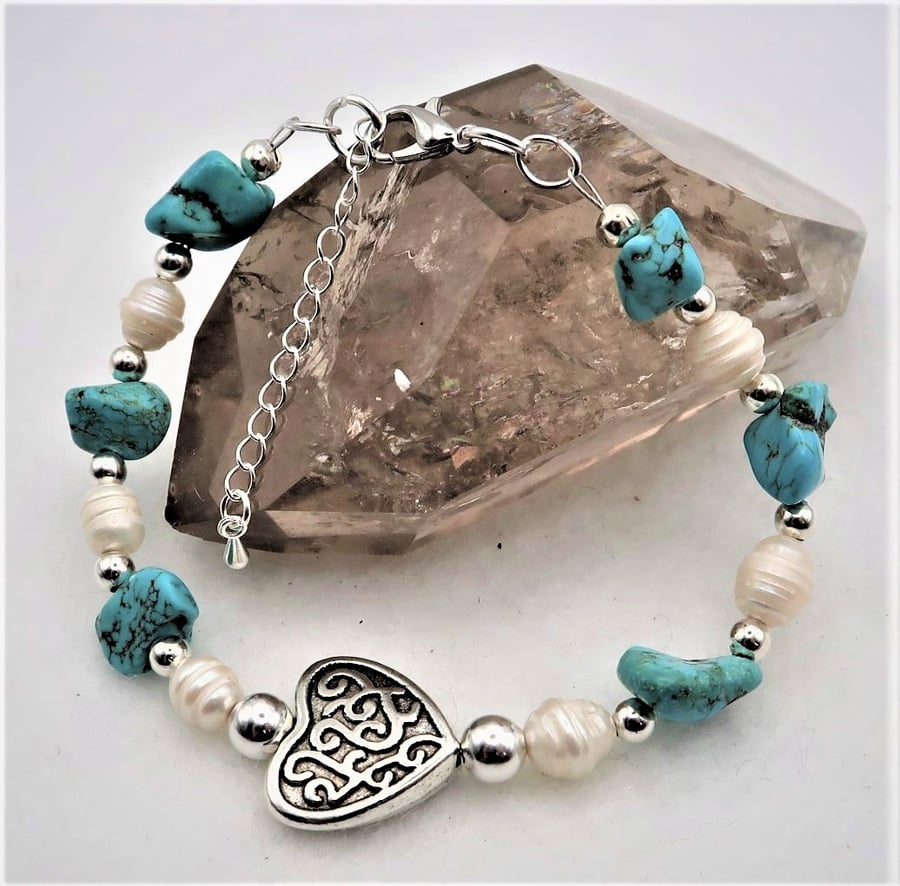 Turquoise heart deals bracelet