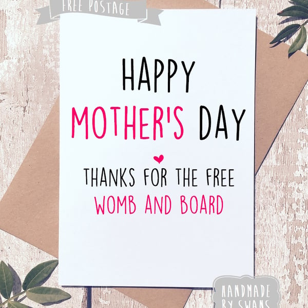 Mother's day card - Thanks for the womb and board