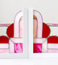 Artisan Bookends Window Ornaments Suncatchers Pink Art Deco Stained Glass  - Image 2