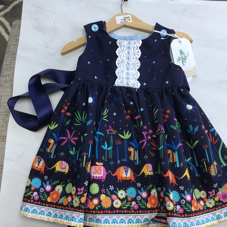 Toddler and baby dress Animal border print