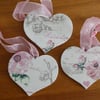 Sale - Set of 3 Hanging Hearts - Roses