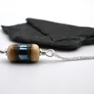 ivory and silver glass barrel pendant necklace