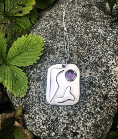 Handmade Sterling Silver 925 Amethyst Pendant Necklace - Unique Silver Jewellery