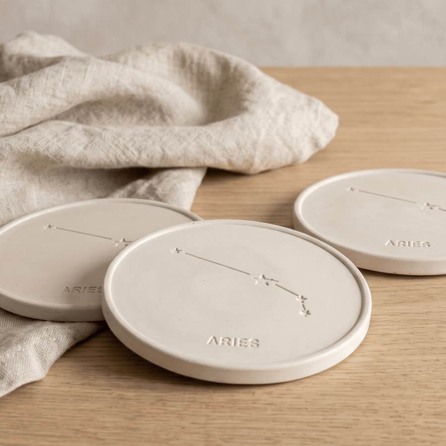 Aries Star Sign Drinks Coaster - Sign of the Zodiac Birthday Gift