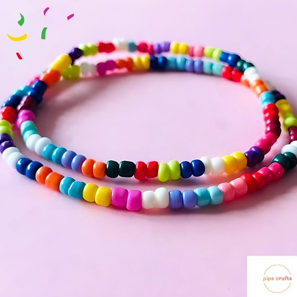 Rainbow Seed Bead Bracelets - 3mm Beads - Handmade Stretchy Stacking Bracelets