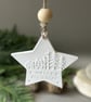 White Heart and Star Christmas Hanging Decorations - Winter Scene Duo - Image 2