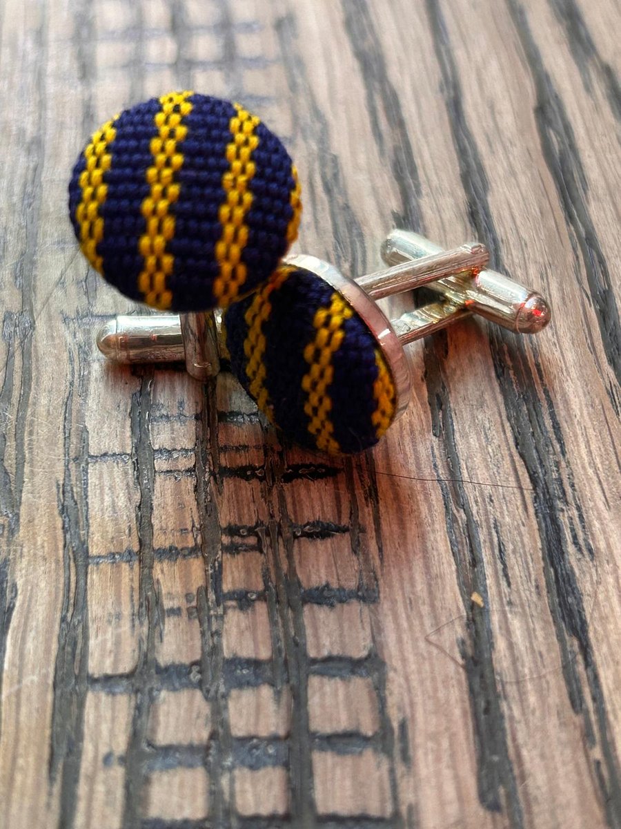 Navy and Yellow Striped Cufflinks