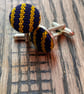 Navy and Yellow Striped Cufflinks