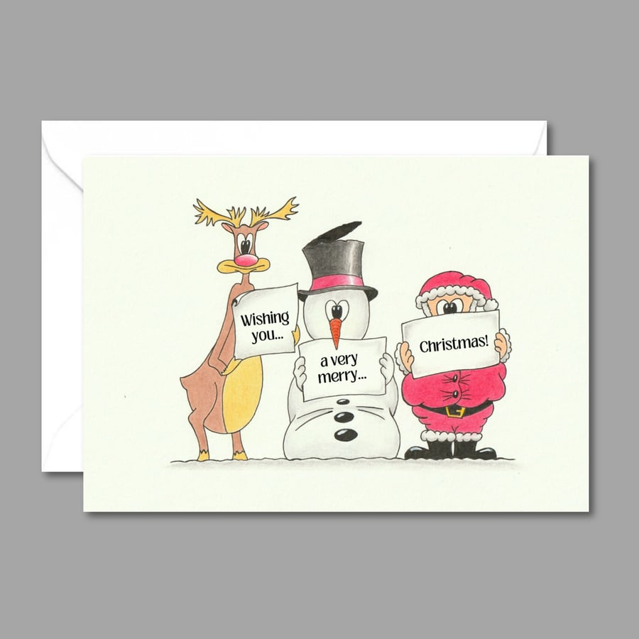 Merry Christmas Card: Festive Characters for Seasons Greetings - Humour Xmas Art