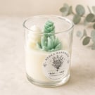 Handmade Green Succulent Candle in Glass Jar - Botanical Gift