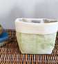Hand Printed Linen Storage Basket, Textile Basket, Plant Pot - Chartreuse Green - Image 2
