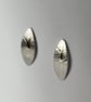 Large Sterling Silver Leaf Print Stud Earrings - Image 2