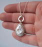 Pearl pendant necklace, one of a kind statement silver pendant - Image 3
