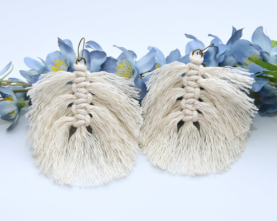 Bold Statement Macrame Feather Earrings