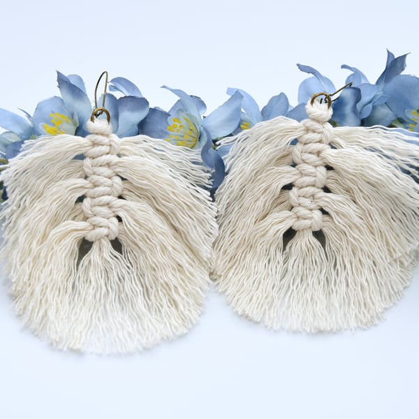 Bold Statement Macrame Feather Earrings