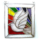Rainbow Dove Stained Glass Art Picture Suncatcher Handmade 
